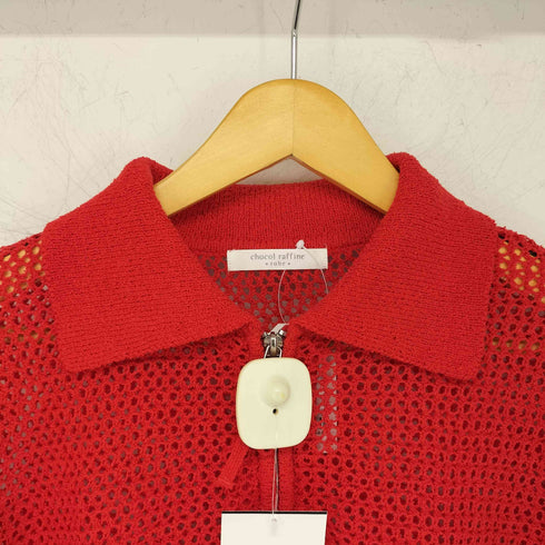 ショコラフィネローブ chocol raffine robe 襟付きメッシュ編みカーディガン レディース FREE